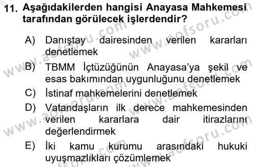 İnsan Hakları Ve Kamu Özgürlükleri Dersi 2018 - 2019 Yılı (Final) Dönem Sonu Sınav Soruları 11. Soru