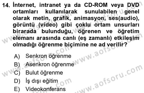Büro Teknolojileri Dersi 2022 - 2023 Yılı (Vize) Ara Sınav Soruları 14. Soru