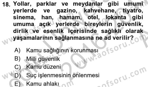 İnsan Hakları Ve Kamu Özgürlükleri Dersi 2016 - 2017 Yılı (Vize) Ara Sınav Soruları 18. Soru