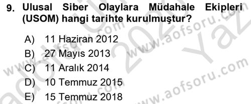 Acil Durum ve Afetlerde Ulaştırma Yönetimi ve Uygulamaları Dersi 2020 - 2021 Yılı Yaz Okulu Sınav Soruları 9. Soru