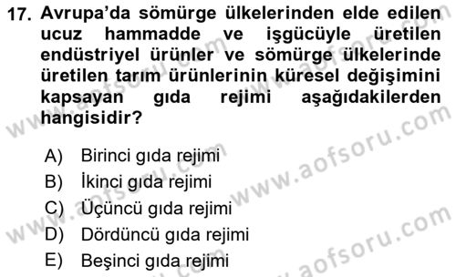 Yemek Sosyolojisi Dersi 2023 - 2024 Yılı Yaz Okulu Sınav Soruları 17. Soru