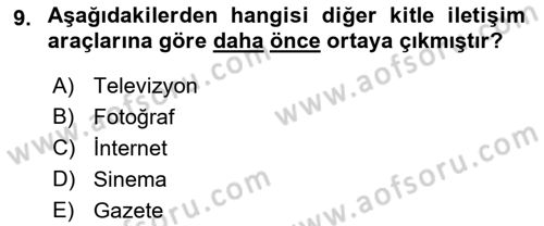 Gastronomi Ve Medya Dersi 2021 - 2022 Yılı (Vize) Ara Sınav Soruları 9. Soru