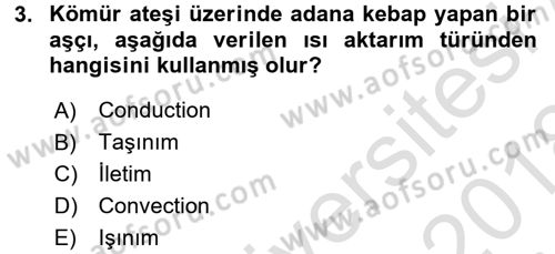 Temel Mutfak Teknikleri Dersi 2017 - 2018 Yılı (Vize) Ara Sınav Soruları 3. Soru