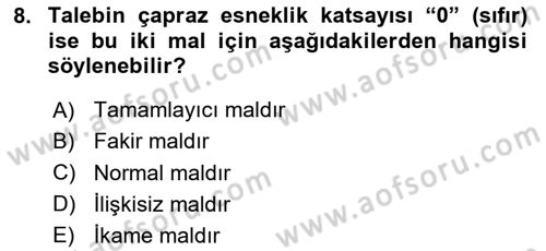 Afet Ekonomisi Ve Sigortacılığı Dersi 2023 - 2024 Yılı (Vize) Ara Sınav Soruları 8. Soru