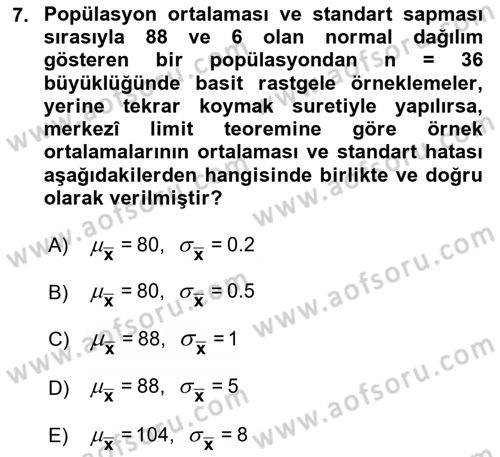 Veri Analizi Ve Değerlendirme Dersi 2022 - 2023 Yılı Yaz Okulu Sınav Soruları 7. Soru