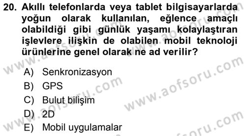 Büro Teknolojileri Dersi 2018 - 2019 Yılı Yaz Okulu Sınav Soruları 20. Soru