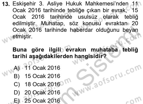 Hukuk Dili Ve Adli Yazışmalar Dersi 2016 - 2017 Yılı 3 Ders Sınav Soruları 13. Soru