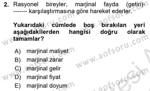 Afet Ekonomisi Ve Sigortacılığı Dersi 2021 - 2022 Yılı Yaz Okulu Sınav Soruları 2. Soru