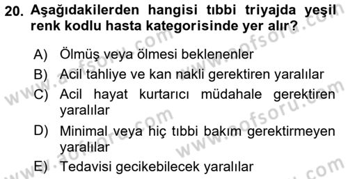Temel Afet Bilgisi Dersi 2022 - 2023 Yılı (Vize) Ara Sınav Soruları 20. Soru