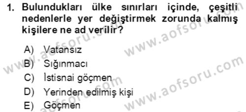 Göç Ve Göçmen Sorunları Dersi 2019 - 2020 Yılı (Vize) Ara Sınav Soruları 1. Soru