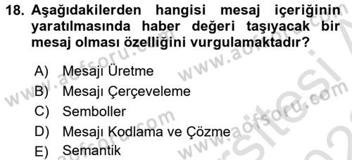 Acil Durum ve Afet Farkındalık Eğitimi Dersi 2021 - 2022 Yılı (Vize) Ara Sınav Soruları 18. Soru