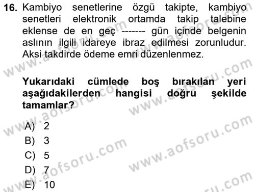 Hukuk Dili Ve Adli Yazışmalar Dersi 2020 - 2021 Yılı Yaz Okulu Sınav Soruları 16. Soru