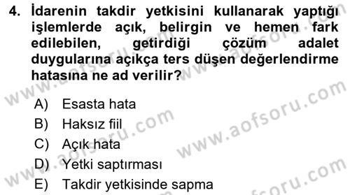 İdari Yargı Dersi 2016 - 2017 Yılı 3 Ders Sınav Soruları 4. Soru