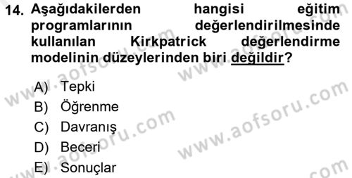 Acil Durum ve Afet Farkındalık Eğitimi Dersi 2017 - 2018 Yılı (Final) Dönem Sonu Sınav Soruları 14. Soru