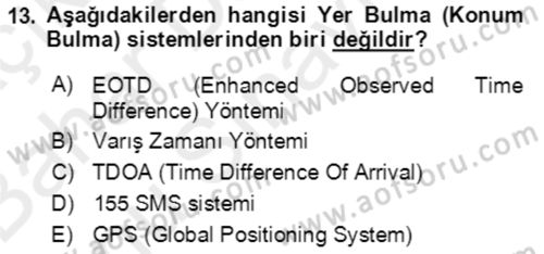 Acil Çağrı Yönetimi Dersi 2018 - 2019 Yılı (Final) Dönem Sonu Sınav Soruları 13. Soru