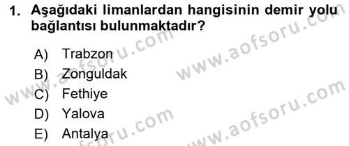 Acil Durum ve Afetlerde Ulaştırma Yönetimi ve Uygulamaları Dersi 2018 - 2019 Yılı Yaz Okulu Sınav Soruları 1. Soru