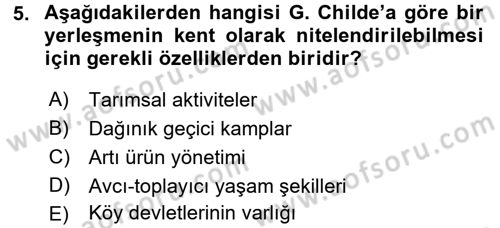Kent, Planlama ve Afet Risk Yönetimi Dersi 2017 - 2018 Yılı (Vize) Ara Sınav Soruları 5. Soru