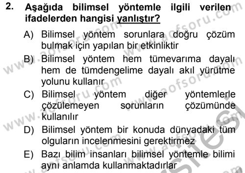 Sosyal Bilimlerde Araştırma Yöntemleri Dersi 2012 - 2013 Yılı (Vize) Ara Sınav Soruları 2. Soru