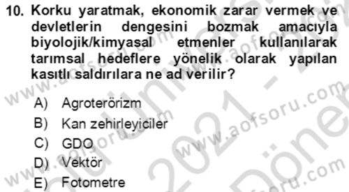 Kbrn Savunma Ve Güvenlik Dersi 2021 - 2022 Yılı (Final) Dönem Sonu Sınav Soruları 10. Soru