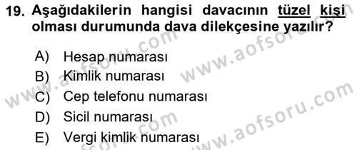 Hukuk Dili Ve Adli Yazışmalar Dersi 2020 - 2021 Yılı Yaz Okulu Sınav Soruları 19. Soru