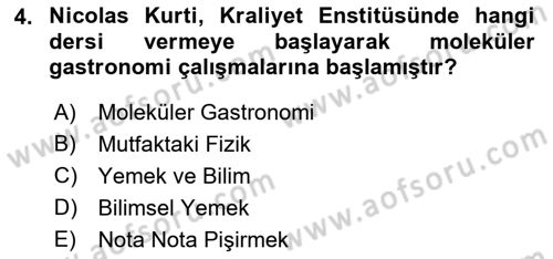 Gastronomi Ve Sürdürülebilirlik Dersi 2021 - 2022 Yılı (Vize) Ara Sınav Soruları 4. Soru