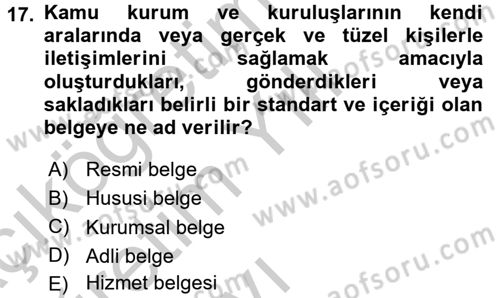 Kalem Mevzuatı Dersi 2016 - 2017 Yılı 3 Ders Sınav Soruları 17. Soru