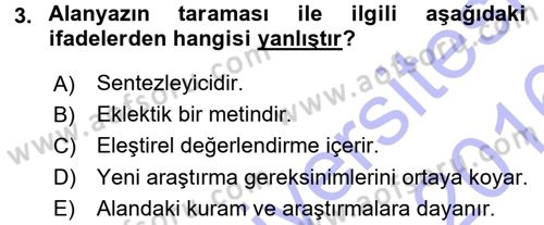 Sosyal Bilimlerde Araştırma Yöntemleri Dersi 2015 - 2016 Yılı (Final) Dönem Sonu Sınav Soruları 3. Soru