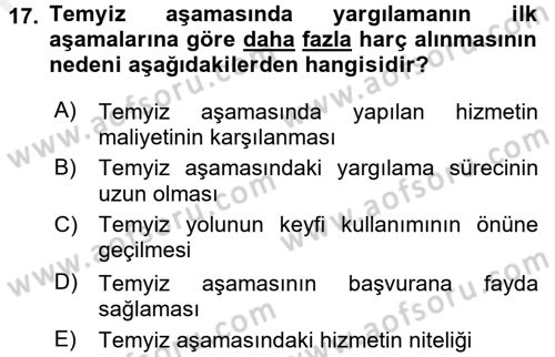 Damga Vergisi Ve Harçlar Bilgisi Dersi 2017 - 2018 Yılı 3 Ders Sınav Soruları 17. Soru