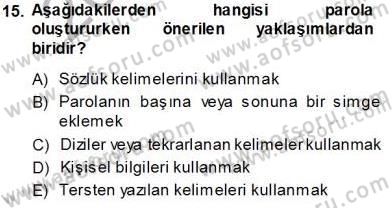 Büro Teknolojileri Dersi 2013 - 2014 Yılı Tek Ders Sınav Soruları 15. Soru