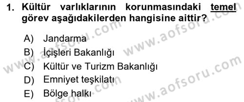 Arkeolojik Alan Yönetimi Dersi 2023 - 2024 Yılı Yaz Okulu Sınav Soruları 1. Soru