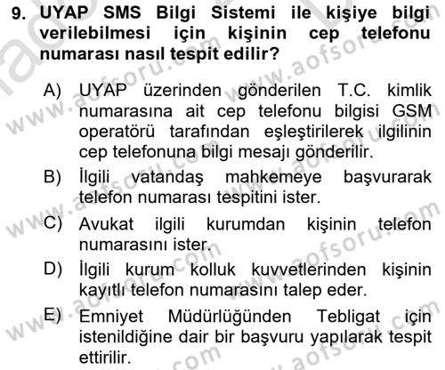 Mesleki Bilgisayar Ve Uyap Dersi 2023 - 2024 Yılı (Final) Dönem Sonu Sınav Soruları 9. Soru