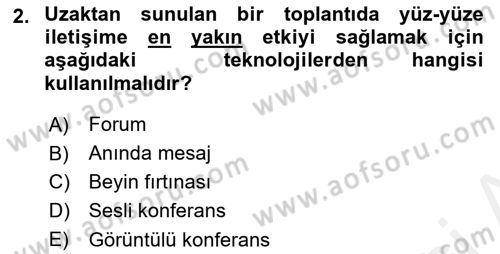 Büro Teknolojileri Dersi 2018 - 2019 Yılı (Final) Dönem Sonu Sınav Soruları 2. Soru