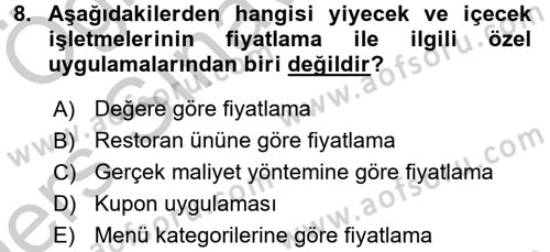 Menü Yönetimi Dersi 2016 - 2017 Yılı 3 Ders Sınav Soruları 8. Soru