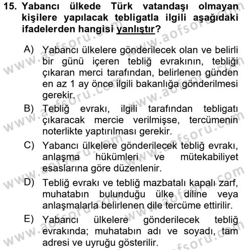 Hukuk Dili Ve Adli Yazışmalar Dersi 2017 - 2018 Yılı (Final) Dönem Sonu Sınav Soruları 15. Soru