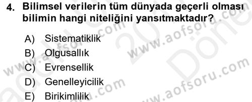 Sosyal Bilimlerde Araştırma Yöntemleri Dersi 2017 - 2018 Yılı (Final) Dönem Sonu Sınav Soruları 4. Soru