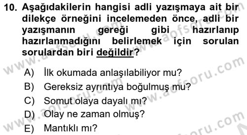 Hukuk Dili Ve Adli Yazışmalar Dersi 2021 - 2022 Yılı (Vize) Ara Sınav Soruları 10. Soru