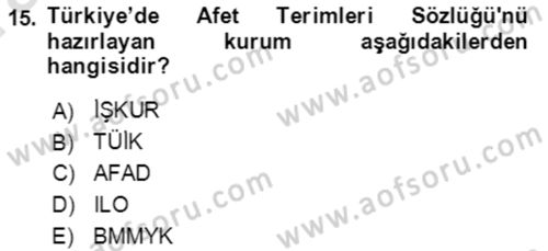 Göç Ve Göçmen Sorunları Dersi 2021 - 2022 Yılı (Vize) Ara Sınav Soruları 15. Soru