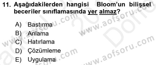 Acil Durum ve Afet Farkındalık Eğitimi Dersi 2018 - 2019 Yılı (Final) Dönem Sonu Sınav Soruları 11. Soru