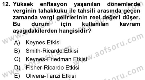 Afet Ekonomisi Ve Sigortacılığı Dersi 2023 - 2024 Yılı (Vize) Ara Sınav Soruları 12. Soru
