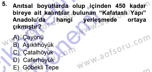 Anadolu Arkeolojisi Dersi 2013 - 2014 Yılı (Vize) Ara Sınav Soruları 5. Soru