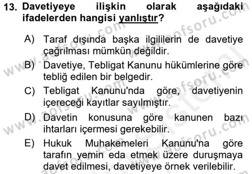 Hukuk Dili Ve Adli Yazışmalar Dersi 2017 - 2018 Yılı (Final) Dönem Sonu Sınav Soruları 13. Soru