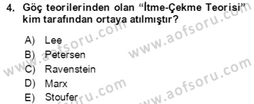 Göç Ve Göçmen Sorunları Dersi 2021 - 2022 Yılı (Vize) Ara Sınav Soruları 4. Soru