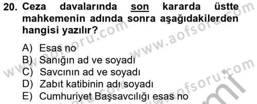 Hukuk Dili Ve Adli Yazışmalar Dersi 2012 - 2013 Yılı (Vize) Ara Sınav Soruları 20. Soru