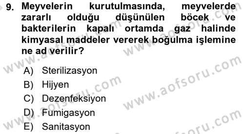 Temel Mutfak Teknikleri Dersi 2016 - 2017 Yılı (Vize) Ara Sınav Soruları 9. Soru