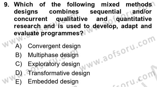 Research Methods Dersi 2024 - 2025 Yılı Yaz Okulu Sınav Soruları 9. Soru