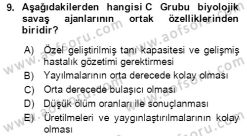 Kbrn Savunma Ve Güvenlik Dersi 2023 - 2024 Yılı (Vize) Ara Sınav Soruları 9. Soru
