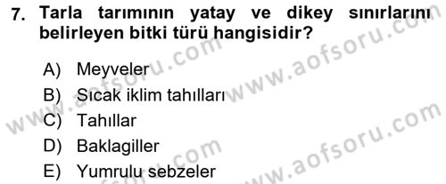 Gıda Coğrafyası Dersi 2024 - 2025 Yılı (Vize) Ara Sınav Soruları 7. Soru