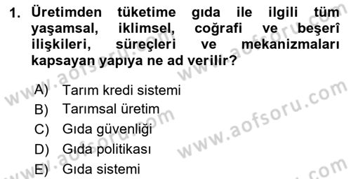 Yemek Sosyolojisi Dersi 2023 - 2024 Yılı (Final) Dönem Sonu Sınav Soruları 1. Soru