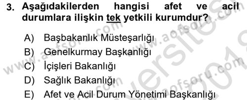 Arama Kurtarma Bilgisi ve Etik Değerler Dersi 2017 - 2018 Yılı (Vize) Ara Sınav Soruları 3. Soru