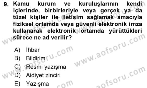 Hukuk Dili Ve Adli Yazışmalar Dersi 2016 - 2017 Yılı (Vize) Ara Sınav Soruları 9. Soru